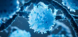 Blue cell with biological DNA background