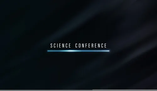 science conference on black background