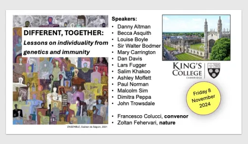 Different Together: Lessons on individuality from Genetics and Immunity Event logo and title