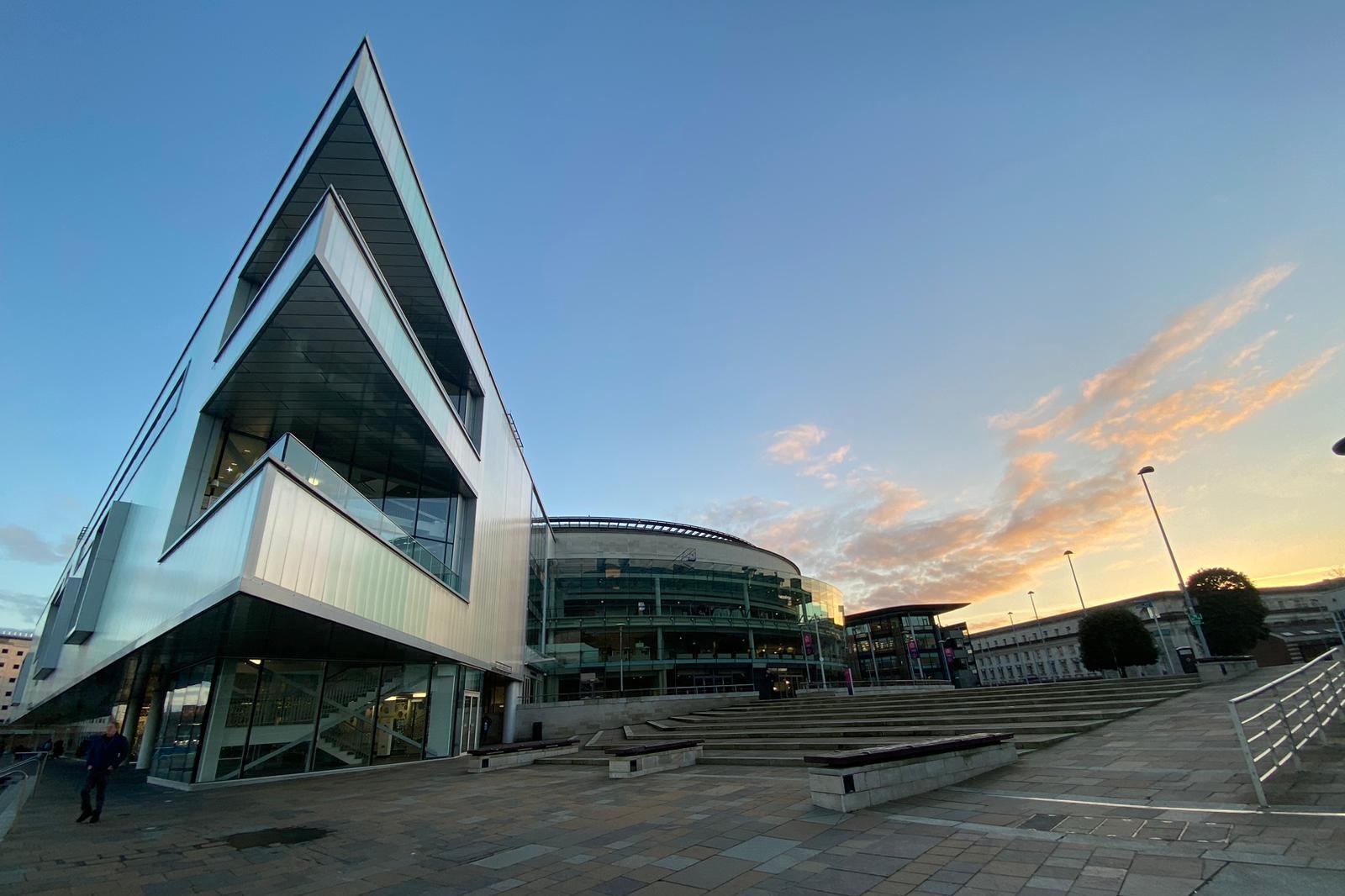 Sunset at the ICC Belfast